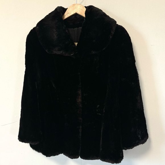 Vintage Real Fur Coat Black Beaver Muskrat Large Morris Furs Limited Mob Wife - Picture 11 of 12